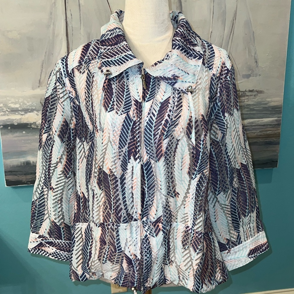 Hearts of Palm Lightweight Zip Up Jacket, Sz 16